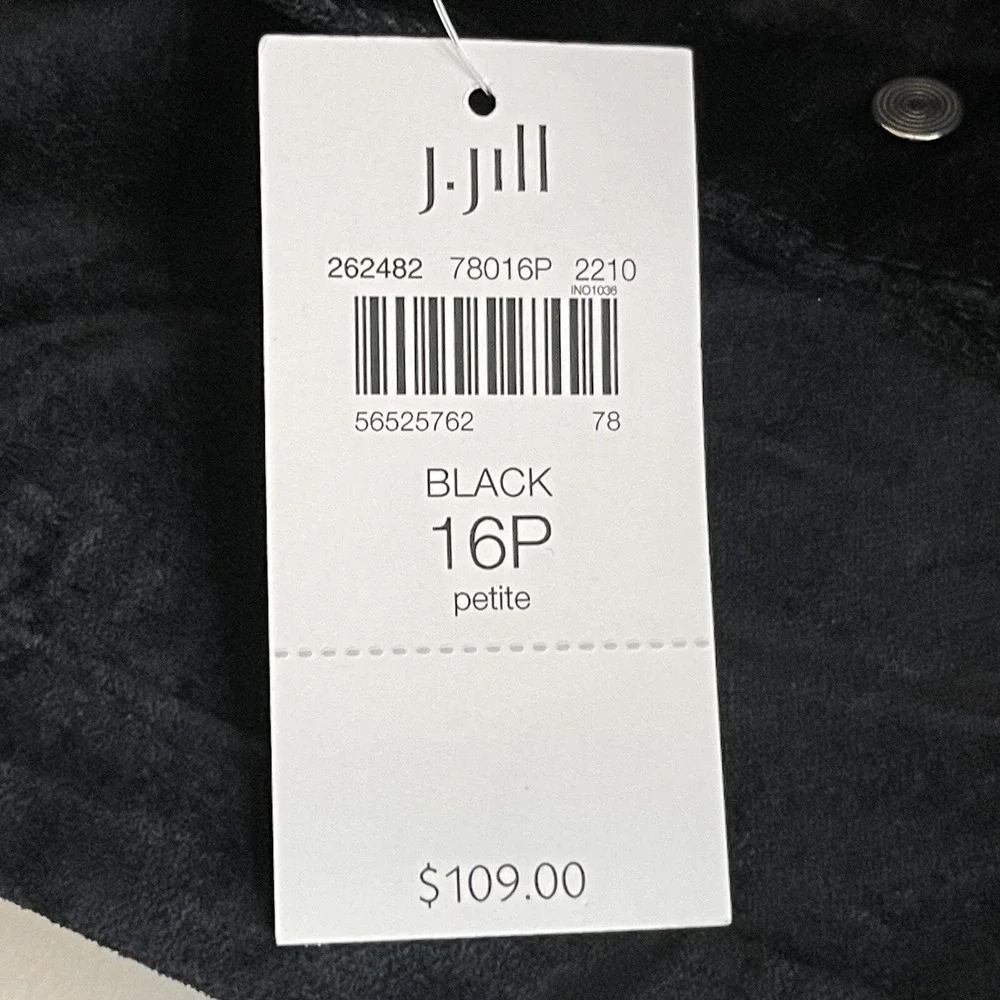 J. Jill‎ Pants Women's Petite 16P Black Velvet Wide Leg High Rise NWT MSRP $109